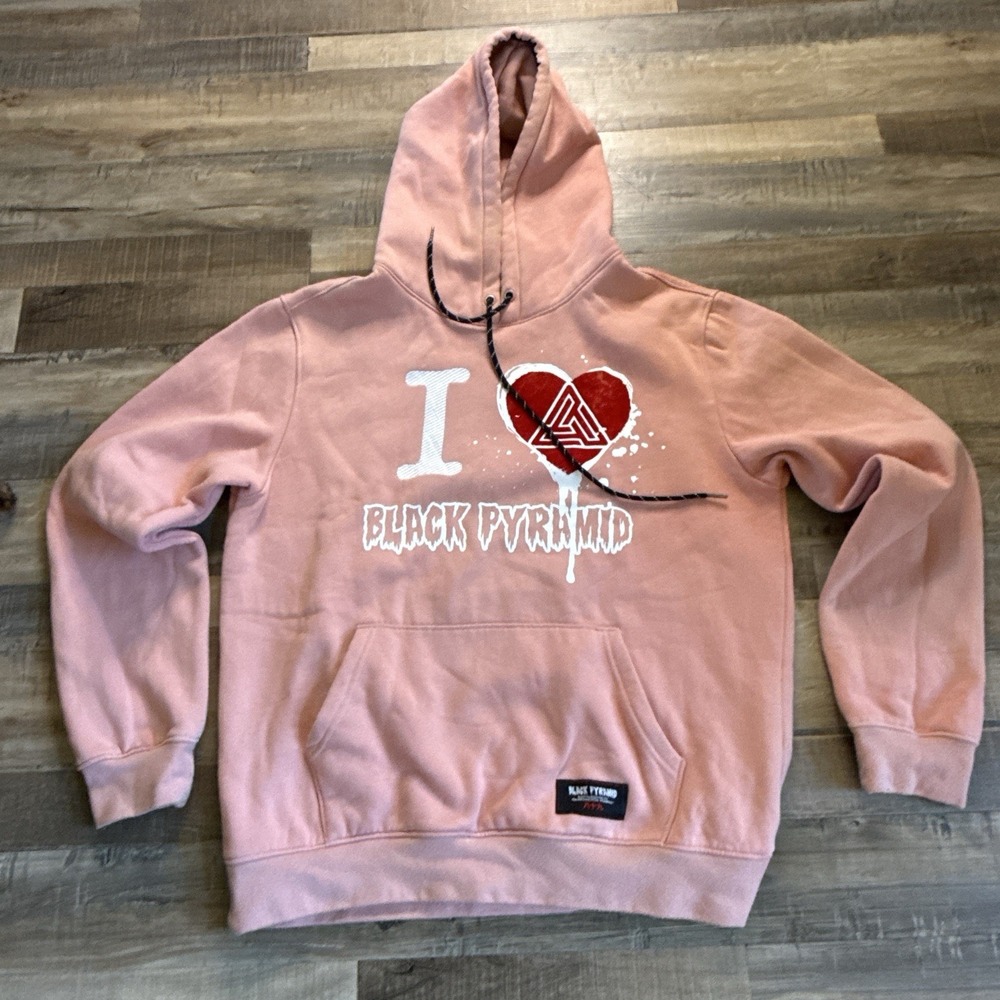 I Love Black Pyramid Hooded Sweatshirt Pink Sz XL Streetwear Chris Brown